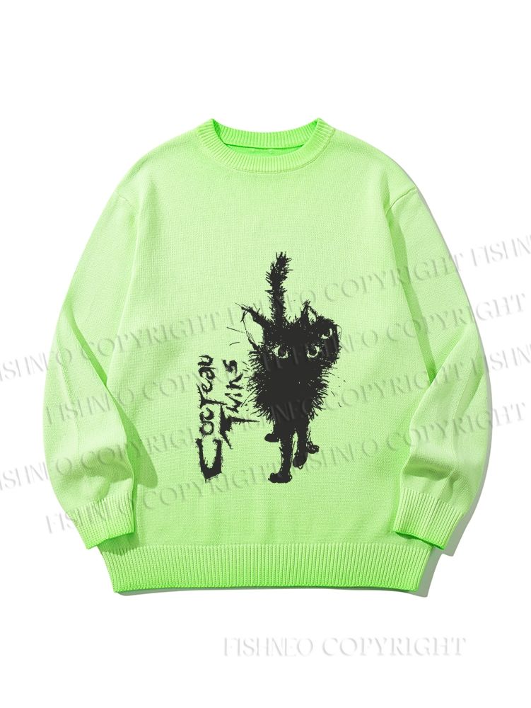 Unisex Black Cat Gradient Casual sweater