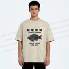 Unisex Tsukiji Fish Market Printed Washed Tee