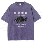 Unisex Tsukiji Fish Market Printed Washed Tee