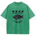 Unisex Tsukiji Fish Market Printed Washed Tee