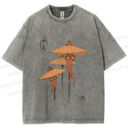 Unisex Umbrella Yokai Printed Washed Tee
