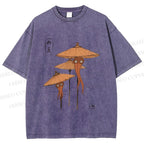 Unisex Umbrella Yokai Printed Washed Tee