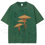 Unisex Umbrella Yokai Printed Washed Tee