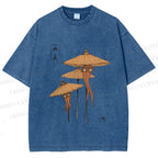 Unisex Umbrella Yokai Printed Washed Tee