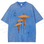 Unisex Umbrella Yokai Printed Washed Tee