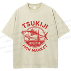 Unisex Tsukiji Fish Market Printed Washed Tee