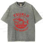 Unisex Tsukiji Fish Market Printed Washed Tee