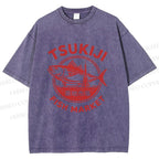 Unisex Tsukiji Fish Market Printed Washed Tee