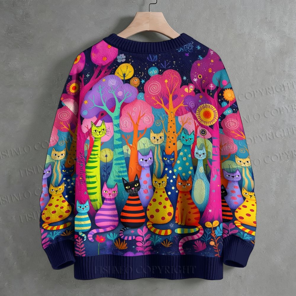 Yayoi Kusama Cats With Dots Crew Neck Sweater