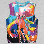 Unisex Multicolor Octopus Printed Tank Top