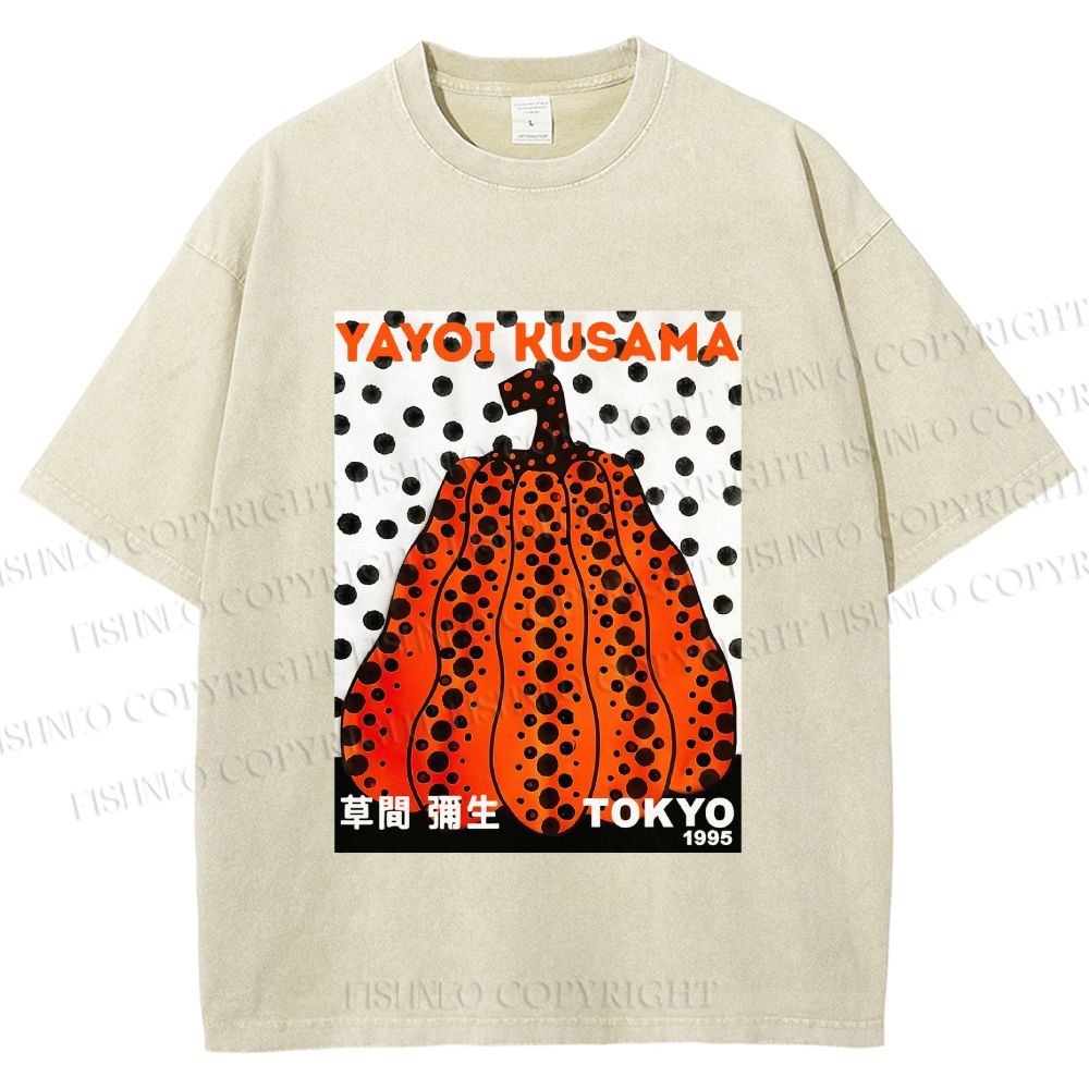 Unisex Yayoi Kusama Pumpkin Printed Washed Tee