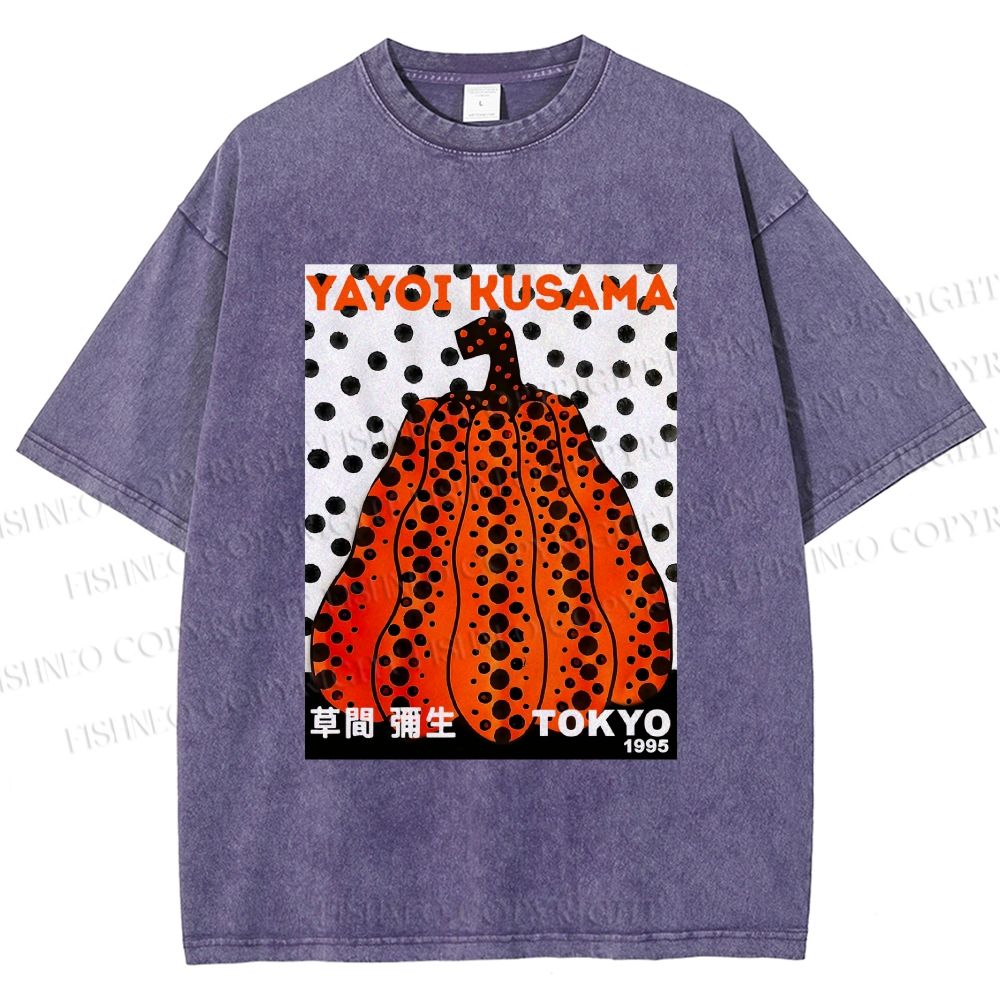 Unisex Yayoi Kusama Pumpkin Printed Washed Tee