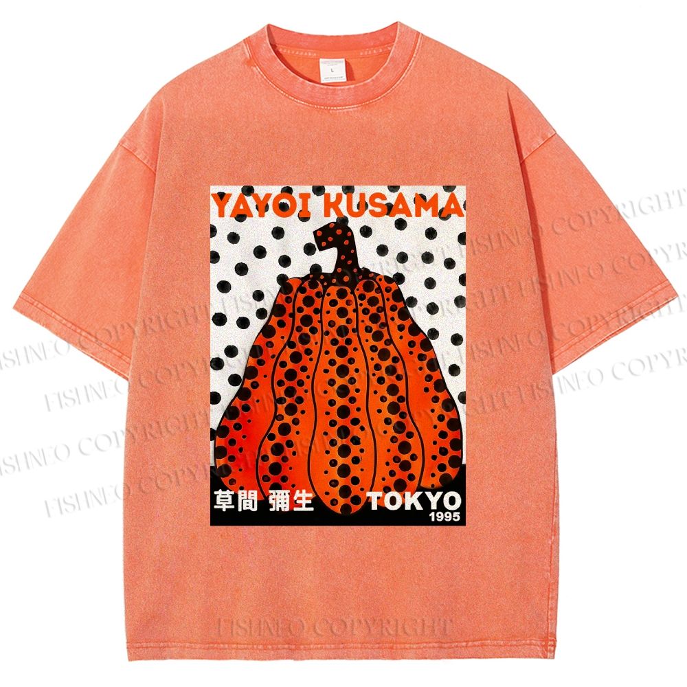 Unisex Yayoi Kusama Pumpkin Printed Washed Tee