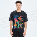 Unisex Yayoi Kusama Mushroom Printed Washed Tee