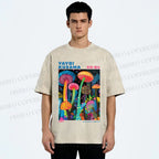Unisex Yayoi Kusama Mushroom Printed Washed Tee