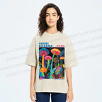 Unisex Yayoi Kusama Mushroom Printed Washed Tee