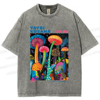 Unisex Yayoi Kusama Mushroom Printed Washed Tee