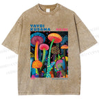 Unisex Yayoi Kusama Mushroom Printed Washed Tee