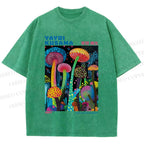Unisex Yayoi Kusama Mushroom Printed Washed Tee