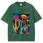 Unisex Yayoi Kusama Mushroom Printed Washed Tee
