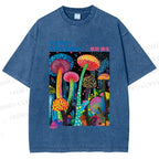 Unisex Yayoi Kusama Mushroom Printed Washed Tee