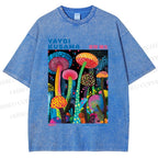 Unisex Yayoi Kusama Mushroom Printed Washed Tee