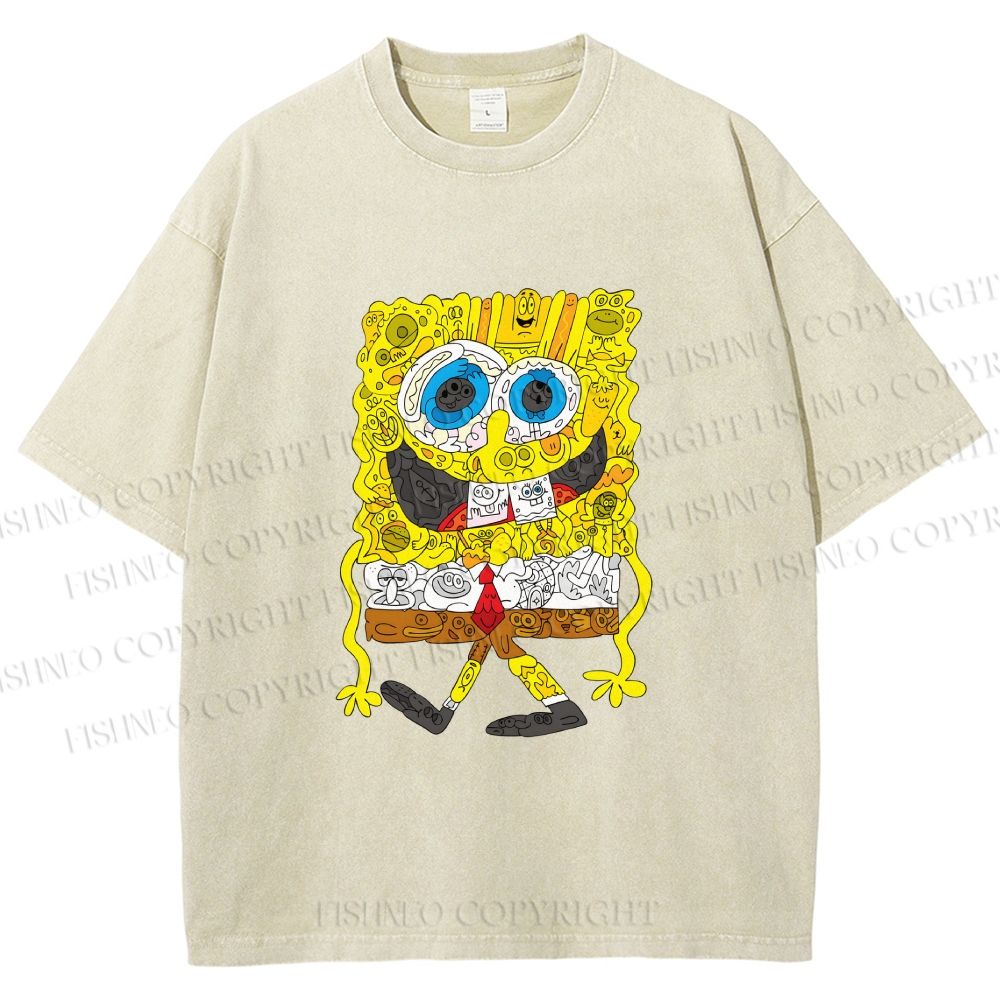 Unisex Spongebob Printed Washed Tee