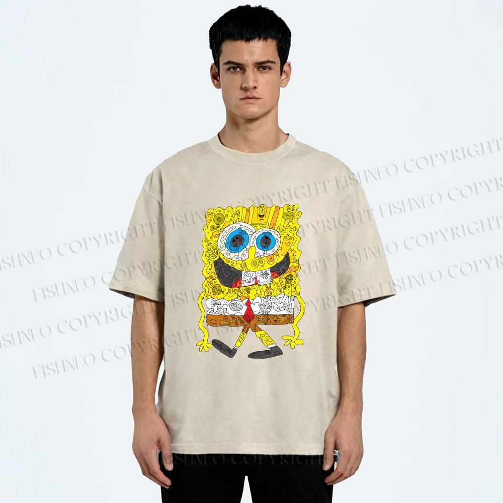 Unisex Spongebob Printed Washed Tee