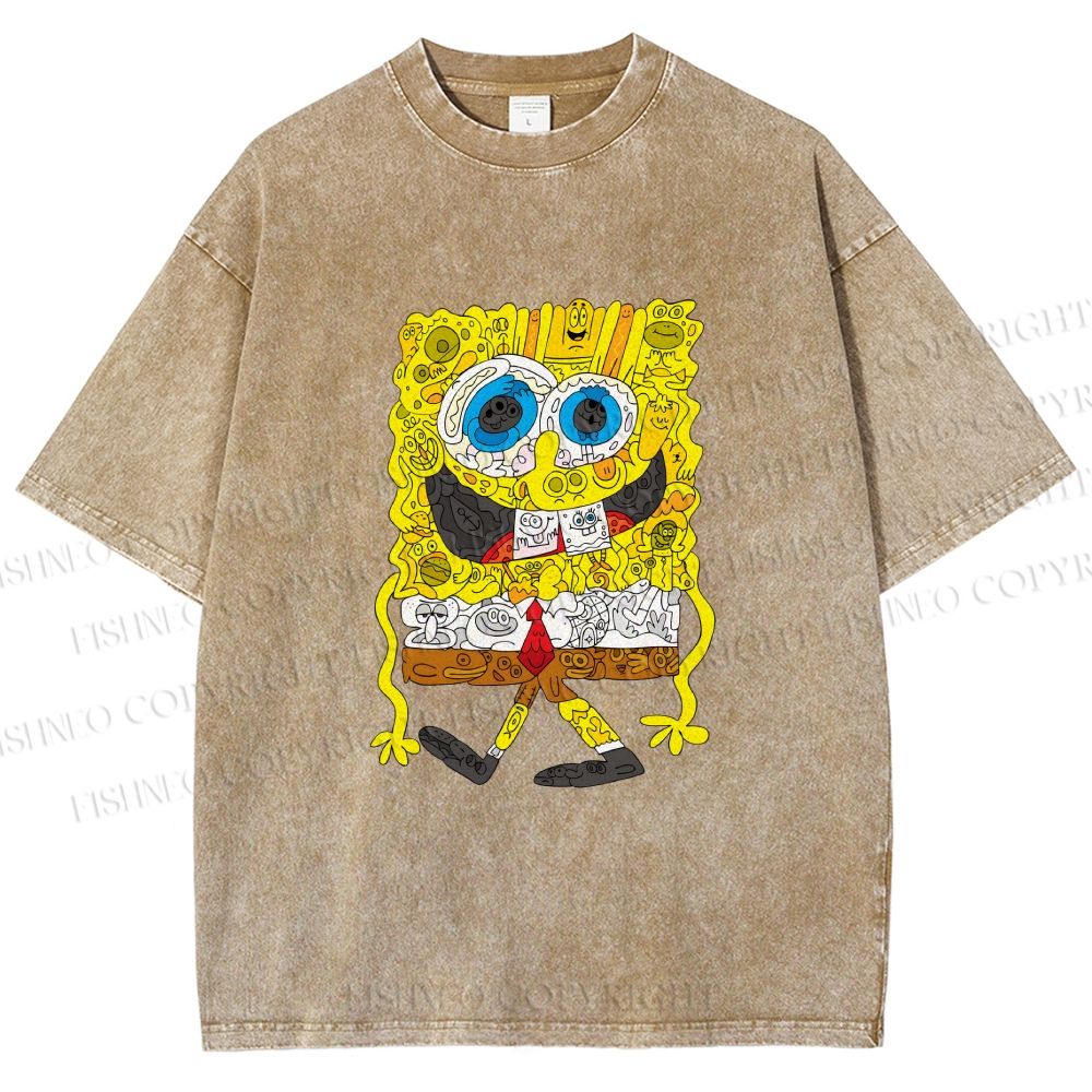 Unisex Spongebob Printed Washed Tee