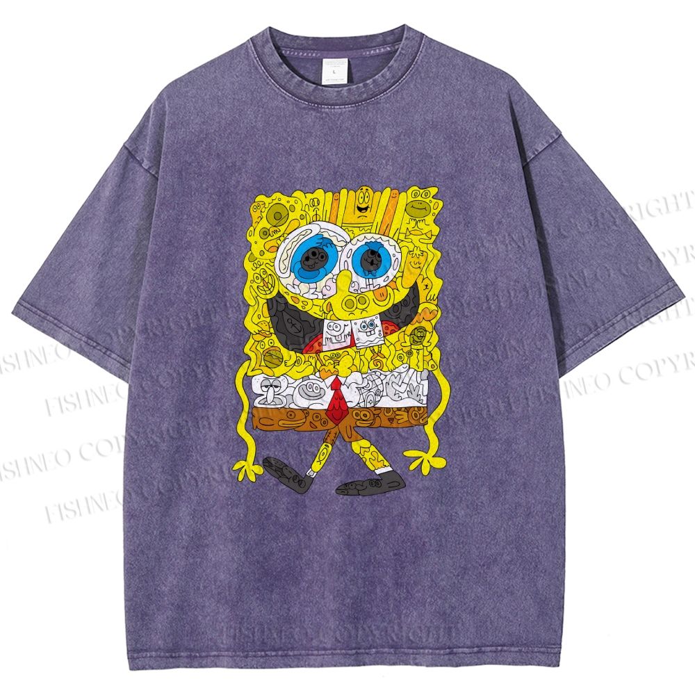 Unisex Spongebob Printed Washed Tee