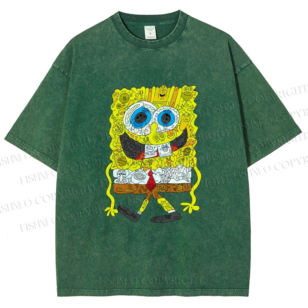 Unisex Spongebob Printed Washed Tee