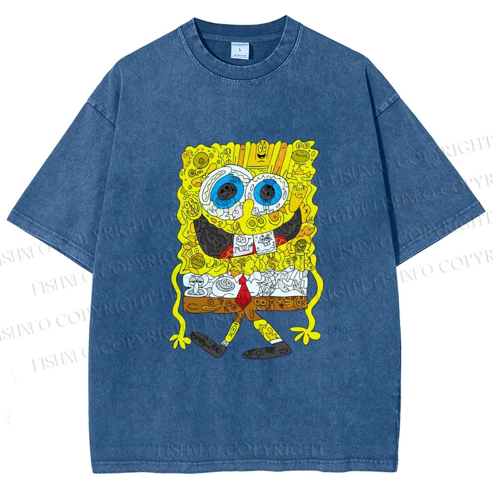 Unisex Spongebob Printed Washed Tee