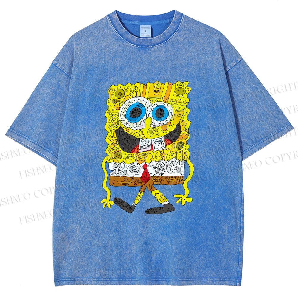 Unisex Spongebob Printed Washed Tee