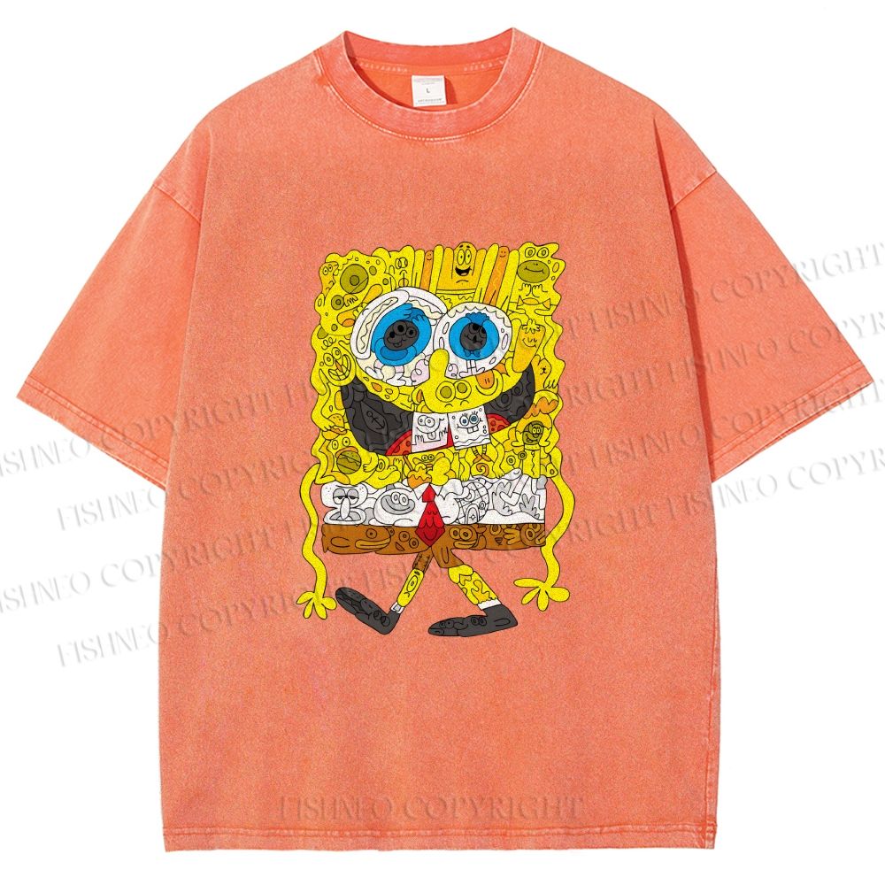 Unisex Spongebob Printed Washed Tee