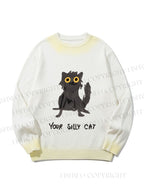 Unisex Your Silly Cat Funny Drawing Gradient Casual sweater