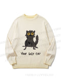Unisex Your Silly Cat Funny Drawing Gradient Casual sweater