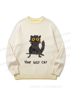 Unisex Your Silly Cat Funny Drawing Gradient Casual sweater