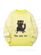 Unisex Your Silly Cat Funny Drawing Gradient Casual sweater