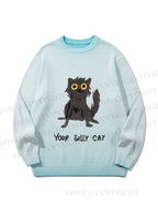 Unisex Your Silly Cat Funny Drawing Gradient Casual sweater
