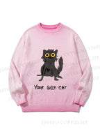 Unisex Your Silly Cat Funny Drawing Gradient Casual sweater