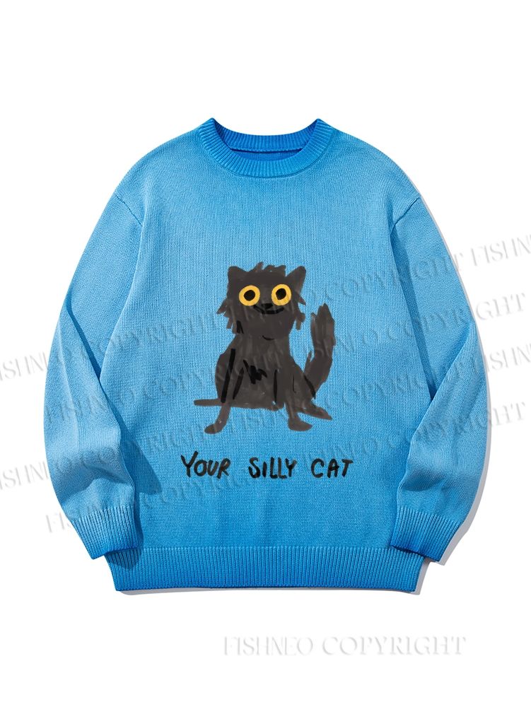 Unisex Your Silly Cat Funny Drawing Gradient Casual sweater