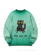 Unisex Your Silly Cat Funny Drawing Gradient Casual sweater