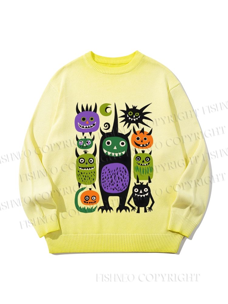 Unisex Halloween Monsters Gradient Casual sweater
