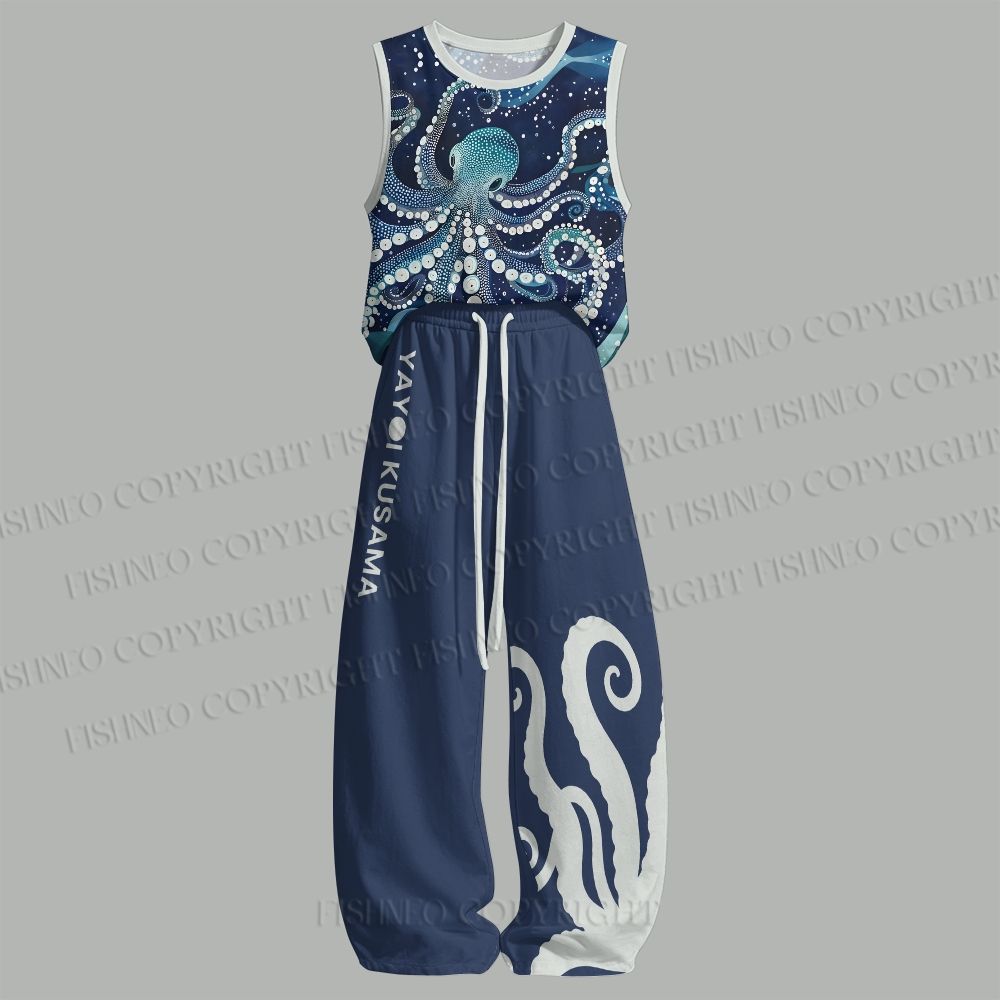 Unisex Yayoi Kusama Octopus Loose Tank Top Set