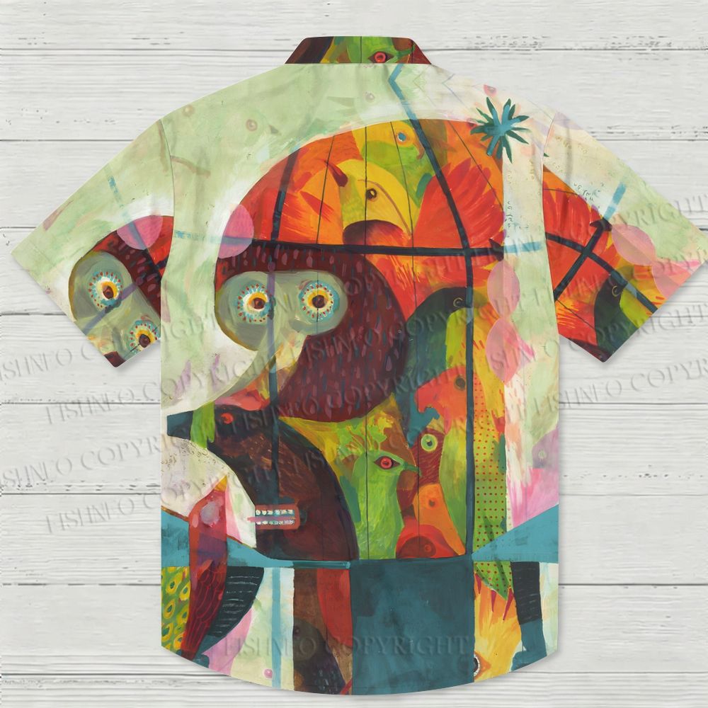 Gorilla Printed Lapel Hawaiian Shirt
