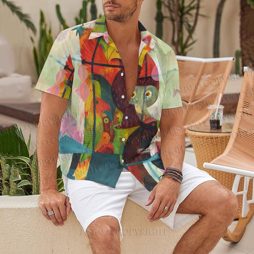 Gorilla Printed Lapel Hawaiian Shirt