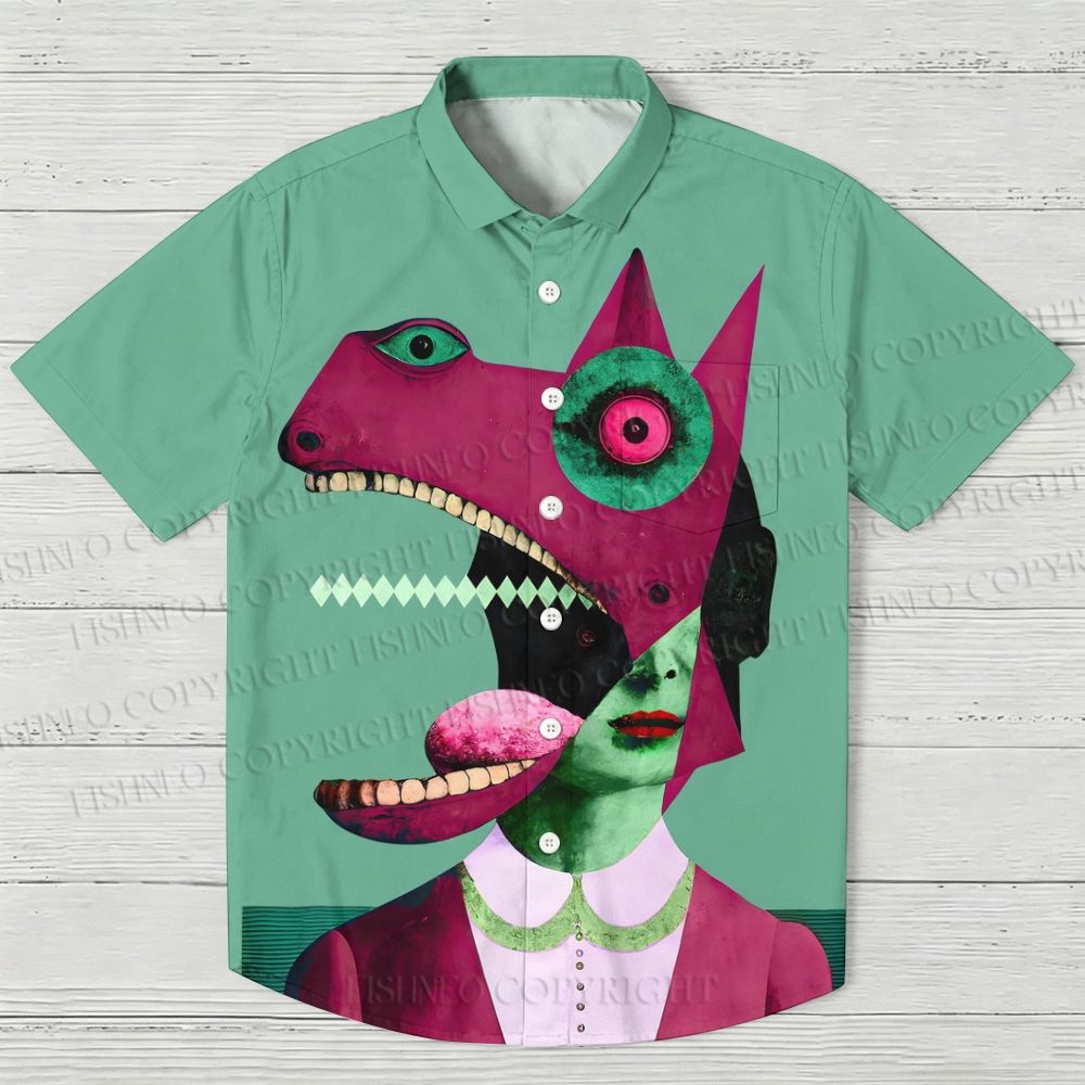 Horse-faced Man Printed Hawaiian Shirt