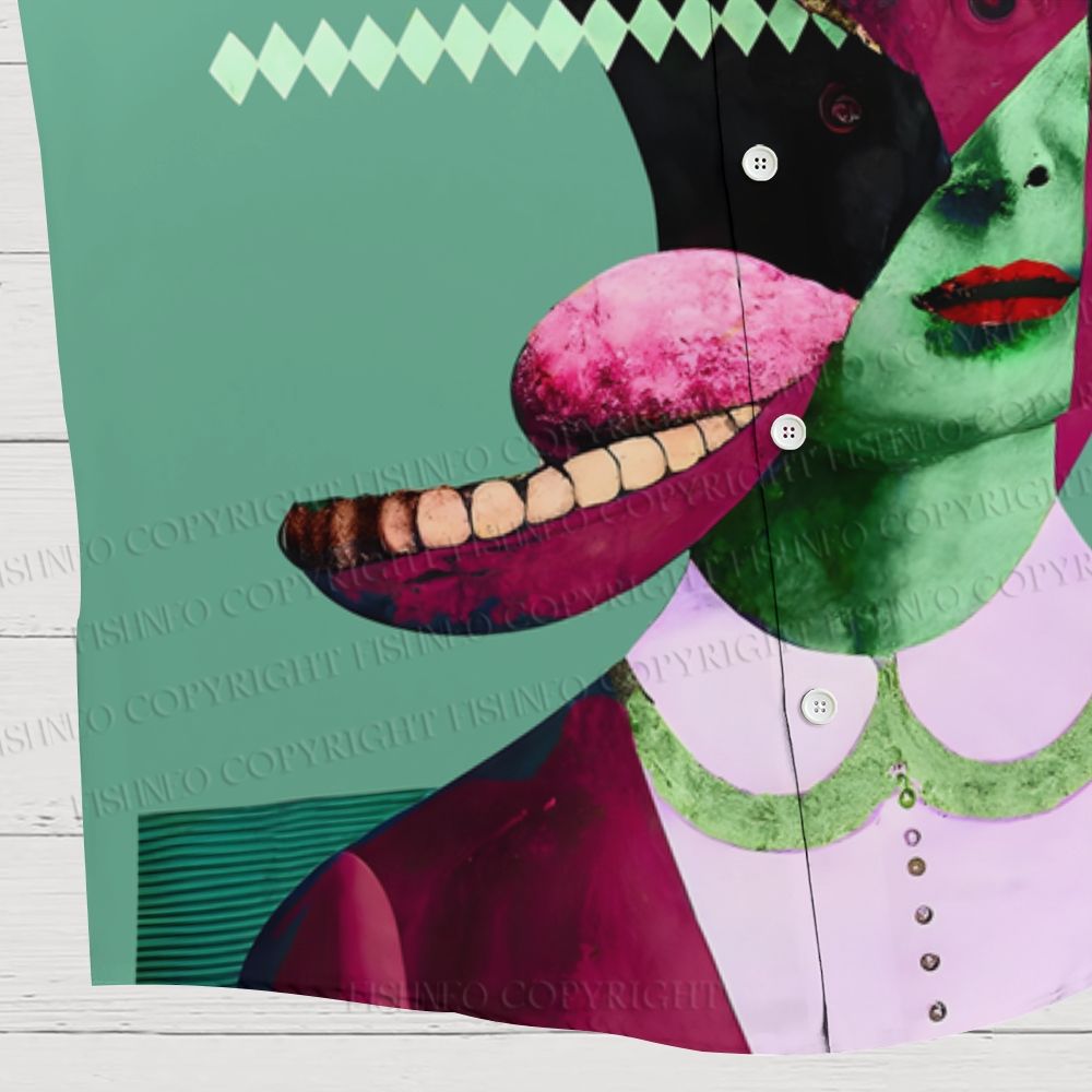 Horse-faced Man Printed Hawaiian Shirt
