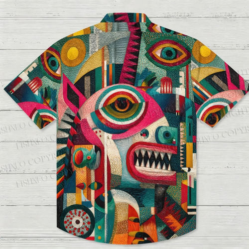 Abstract Geometric Unicorn Printed Hawaiian Shirt