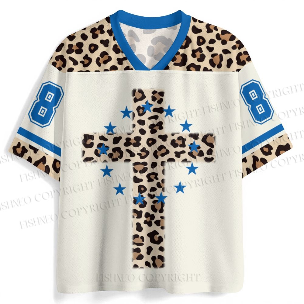 Leopard Print Cross With Stars Jersey Shirts
